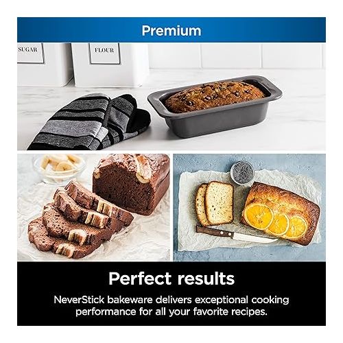 닌자 Ninja B30509 Foodi NeverStick Premium 9 inch x 5 inch Loaf Pan, Nonstick, Oven Safe up to 500?F, Dishwasher Safe, Grey (Pack of 2)