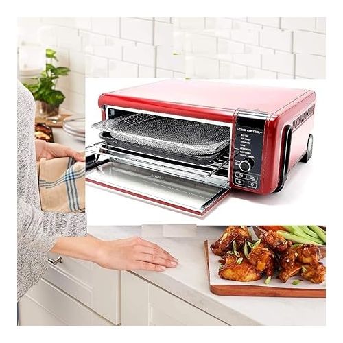 닌자 Ninja SP101 Foodi 8-in-1 Air Fry Large Toaster Oven Flip-Away for Storage Dehydrate Keep Warm 1800w XL Capacity (Renewed) RED