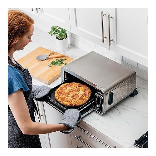 닌자 Ninja FT301 Dual Heat Air Fry Countertop 11-in-1 Convection Toaster Oven with Extended Height, XL Capacity, Flip Up & Away Capability for Storage Space, Silver (Renewed)