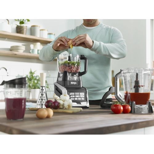 닌자 Ninja BL682EU2 3 in 1 Kuechenmaschine (1.500 Watt, Smoothie Maker und Standmixer, Hochleistungsmixer mit Auto-iQ-Programmen und Pro-Extractor-Klingen) schwarz/silber