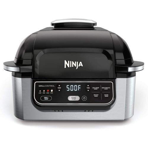 닌자 [아마존 핫딜] [아마존핫딜]Ninja Foodi 5-in-1 4-qt. Air Fryer, Roast, Bake, Dehydrate Indoor Electric Grill (AG301), 10 x 10, Black and Silver