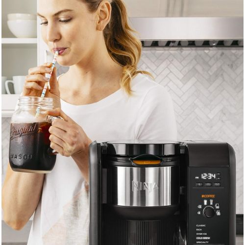 닌자 [아마존핫딜][아마존 핫딜] Ninja Hot and Cold Brewed System, Auto-iQ Tea and Coffee Maker with 6 Brew Sizes, 5 Brew Styles, Frother, Coffee & Tea Baskets with Thermal Carafe (CP307)