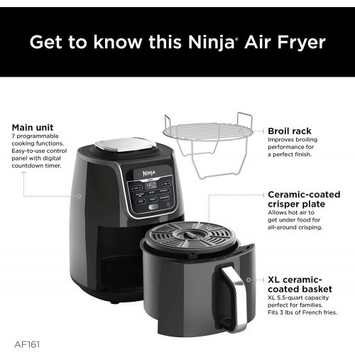 닌자 [아마존핫딜][아마존 핫딜] Ninja AF161 Max XL Air Fryer, 5.5-Quart, Grey