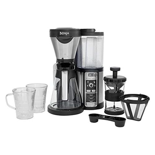 닌자 Ninja CF060EU Kaffeeautomat (mit Timer und Auto-iQ Technologie , Kaffeemaschine inklusive Milchaufschaumer, 2 Thermo Tassen und Glaskaraffe, Filter Kaffeebereiter) silber