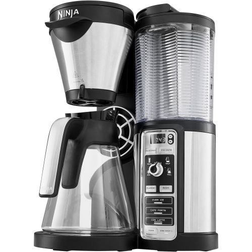 닌자 Ninja CF060EU Kaffeeautomat (mit Timer und Auto-iQ Technologie , Kaffeemaschine inklusive Milchaufschaumer, 2 Thermo Tassen und Glaskaraffe, Filter Kaffeebereiter) silber