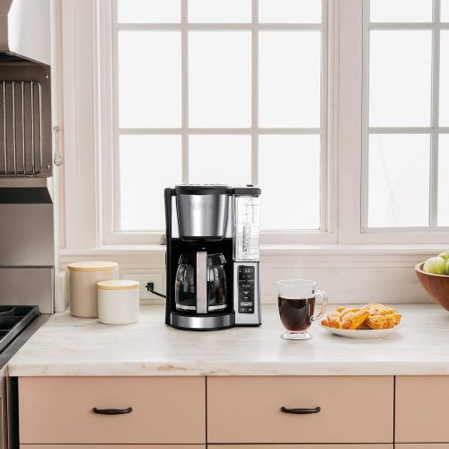 닌자 Ninja CE251 Programmable Brewer, with 12-cup Glass Carafe, Black and Stainless Steel Finish