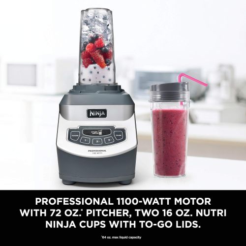 닌자 Ninja Professional Countertop Blender with 1100-Watt Base, 72oz Total Crushing Pitcher and (2) 16oz Cups for Frozen Drinks and Smoothies (BL660)