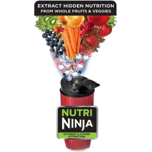 닌자 Ninja BL455_30 Nutri Professional Personal Blender Bonus Set with 3-Sip & Seal Single Serves(12, 18, and 24 oz. Cups) & 75-Recipe Cookbook, Stainless Steel/Black