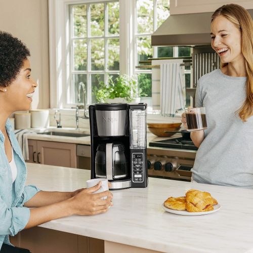 닌자 Ninja 12-Cup Programmable Coffee Maker with Classic and Rich Brews, 60 oz. Water Reservoir, and Thermal Flavor Extraction (CE201), Black/Stainless Steel