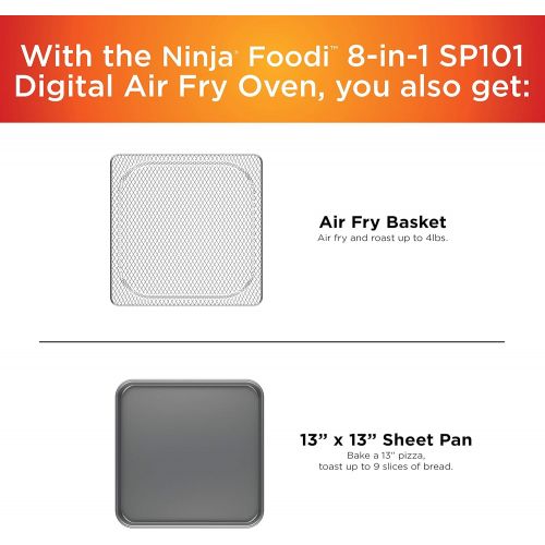 닌자 Ninja SP101 Foodi Digital Fry, Convection Oven, Toaster, Air Fryer, Flip-Away for Storage, with XL Capacity, and a Stainless Steel Finish