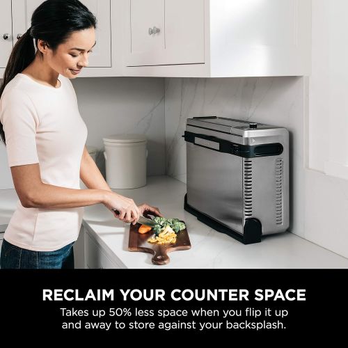 닌자 Ninja SP101 Foodi Digital Fry, Convection Oven, Toaster, Air Fryer, Flip-Away for Storage, with XL Capacity, and a Stainless Steel Finish