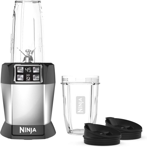닌자 Ninja BL480 Nutri with 1000 Watt Auto-IQ Base for Juices, Shakes & Smoothies Personal Blender 18 and 24 oz. Black/Silver