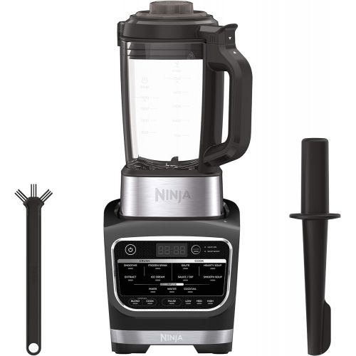 닌자 Ninja Foodi Cold & Hot Cook Hot Soups, Sauces and Dips Blender with 1400 Peak Watts to Crush Frozen Drinks & Smoothies Nonstick Glass Pitcher (HB152), 64 oz, Black