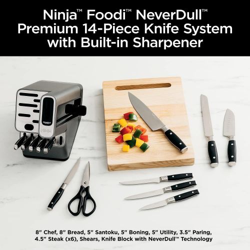 닌자 Ninja K32014 Foodi NeverDull Premium Knife System, 14 Piece Knife Block Set & C39800 Foodi NeverStick Premium 12-Piece Cookware Set, Hard-Anodized, Nonstick, Durable & Oven Safe to