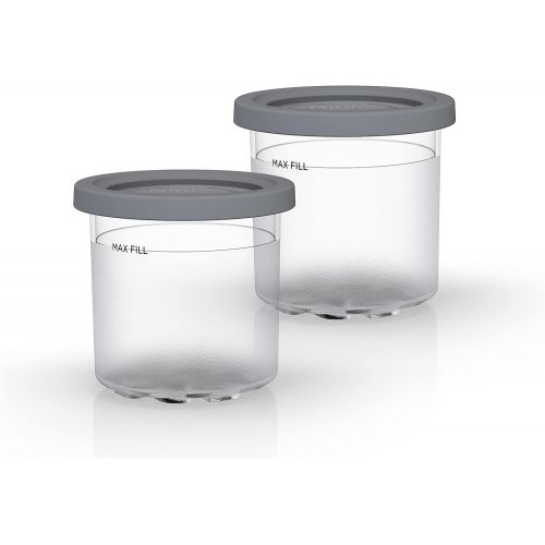 닌자 Ninja NC301 CREAMi, Ice Cream, Gelato, Milkshake, Sorbet, and Smoothie Bowl Maker, 7 One-Touch Programs, Silver & XSKPNTLID2 CREAMi Pints and Lids - 2 Pack