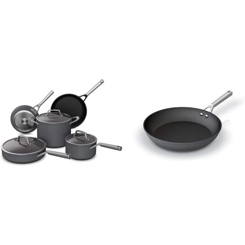 닌자 Ninja Foodi NeverStick Premium Hard-Anodized 8-Piece Cookware Set, slate grey, C38000 & C30030 Fry Pan Foodi Neverstick Premium Hard-Anodized That Wont Stick, Oven Safe to 500°F, S