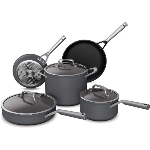 닌자 Ninja Foodi NeverStick Premium Hard-Anodized 8-Piece Cookware Set, slate grey, C38000 & C30030 Fry Pan Foodi Neverstick Premium Hard-Anodized That Wont Stick, Oven Safe to 500°F, S