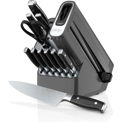 닌자 Ninja C39800 Foodi NeverStick Premium 12-Piece Cookware Set & K32012 Foodi NeverDull Premium Knife System, 12 Piece Knife Block Set, Stainless Steel/Black