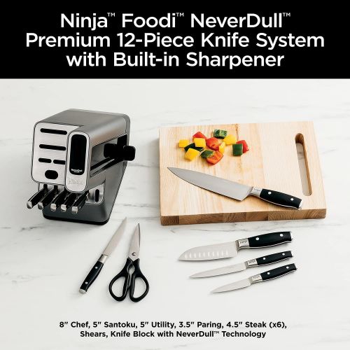 닌자 Ninja C39800 Foodi NeverStick Premium 12-Piece Cookware Set & K32012 Foodi NeverDull Premium Knife System, 12 Piece Knife Block Set, Stainless Steel/Black
