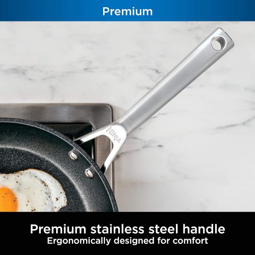 닌자 Ninja C30026 Foodi NeverStick Premium 10.25 Inch Fry Pan, Hard-Anodized, Nonstick, Durable & Oven Safe to 500°F, Slate Grey