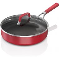 Ninja C20130 Foodi NeverStick Vivid 3-Quart Saute Pan with Glass Lid, Nonstick, Durable & Oven Safe To 400°F, Cool-Touch Handles, Crimson Red