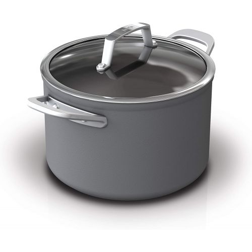 닌자 Ninja C30465 Foodi NeverStick Premium 6.5-Quart Stock Pot with Glass Lid, Hard-Anodized, Nonstick, Durable & Oven Safe to 500°F, Slate Grey