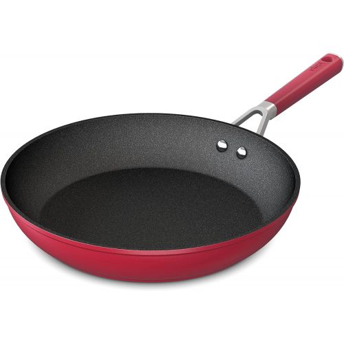 닌자 Ninja C20030 Foodi NeverStick Vivid 12-Inch Fry Pan, Nonstick, Durable & Oven Safe To 400°F, Cool-Touch Handles, Crimson Red