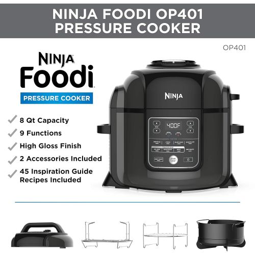 닌자 Ninja OP401 8-Qt. Foodi All-in-One Multi-Cooker, 8-Quart, Black/Gray