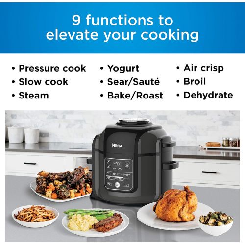 닌자 Ninja OP401 8-Qt. Foodi All-in-One Multi-Cooker, 8-Quart, Black/Gray