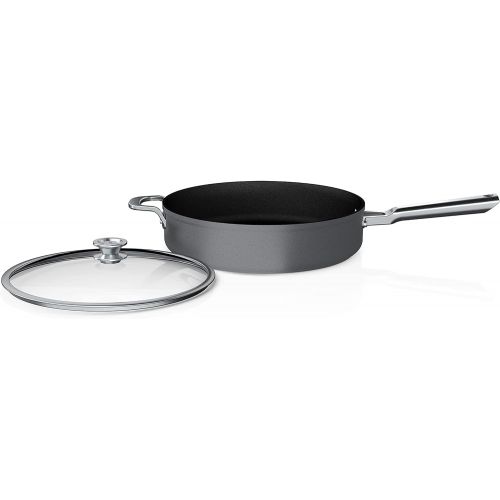 닌자 Ninja C50150 Foodi NeverStick Premium 5-Quart Saute Pan with Glass Lid, Anti-Scratch Nest System, Hard-Anodized, Nonstick, Durable & Oven Safe to 500°F, Slate Grey