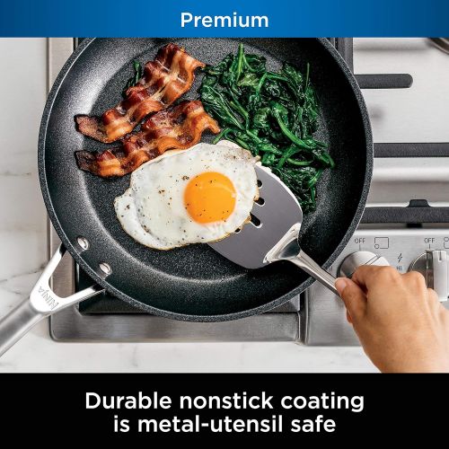 닌자 Ninja C30030 Foodi NeverStick Premium 12-Inch Fry Pan, Hard-Anodized, Nonstick, Durable & Oven Safe to 500°F, Slate Grey