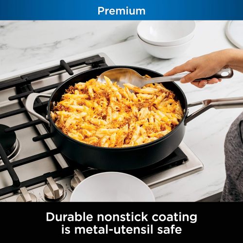닌자 Ninja C30150 Foodi NeverStick Premium 5-Quart Saute Pan with Glass Lid, Hard-Anodized, Nonstick, Durable & Oven Safe to 500°F, Slate Grey