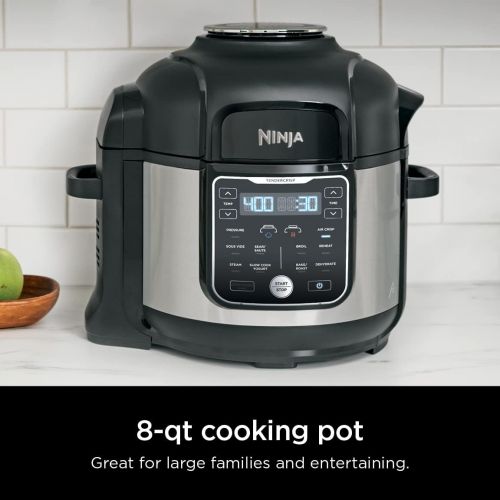 닌자 Ninja OS401 Foodi 12-in-1 XL 8 qt. Pressure Cooker & Air Fryer that Steams, Slow Cooks, Sears, Sautes, Dehydrates & More, with 5.6 qt. Cook & Crisp Plate & 15 Recipe Book, Silver