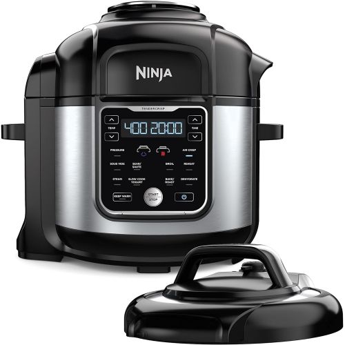 닌자 Ninja OS401 Foodi 12-in-1 XL 8 qt. Pressure Cooker & Air Fryer that Steams, Slow Cooks, Sears, Sautes, Dehydrates & More, with 5.6 qt. Cook & Crisp Plate & 15 Recipe Book, Silver