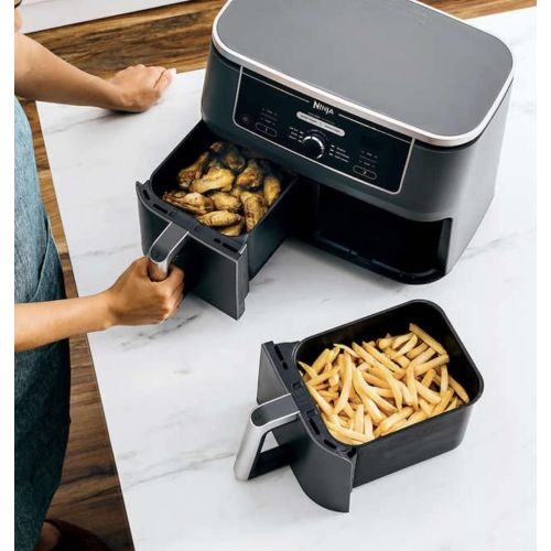 닌자 Ninja Foodi 6-in-1 10-qt. XL 2-Basket Air Fryer with DualZone Technology. Basket Air Fryer with 2 Independent Frying Baskets, Match Cook & Smart Finish to Roast, Broil, Dehydrate &