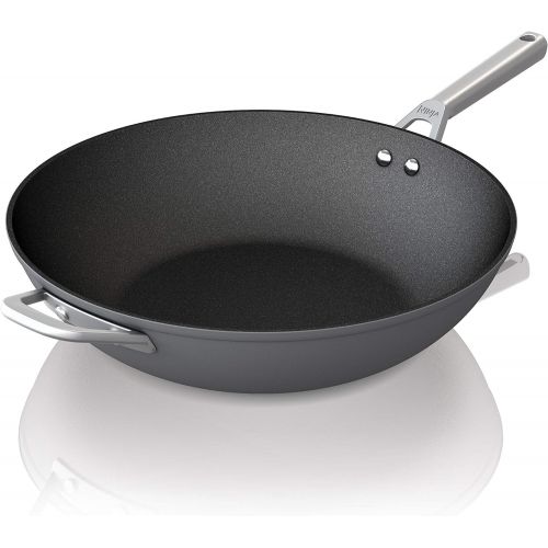 닌자 Ninja C30928 Foodi NeverStick Premium 11-Inch Wok, Hard-Anodized, Nonstick, Durable & Oven Safe to 500°F, Slate Grey