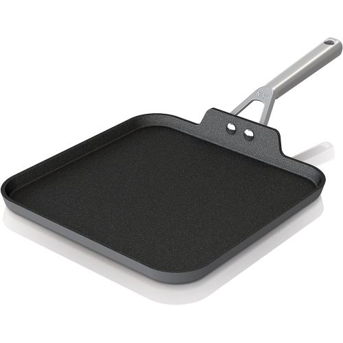 닌자 Ninja C30628 Foodi NeverStick Premium 11-Inch Square Griddle Pan, Hard-Anodized, Nonstick, Durable & Oven Safe to 500°F, Slate Grey