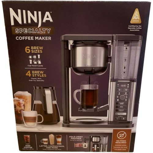 닌자 Ninja Specialty Coffee Maker CM400, Removable Water Reservoir, Glass Carafe, Single-Cup Brewing Fold Away Cup Platform