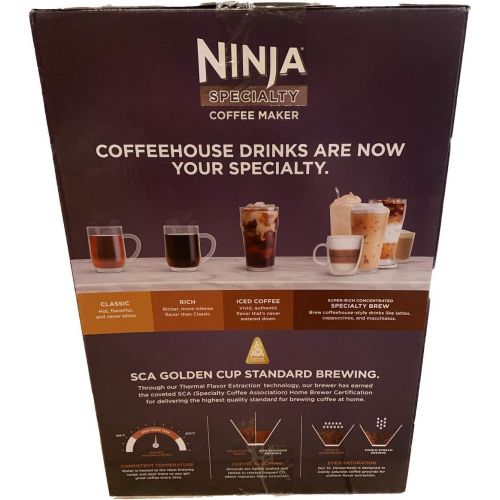 닌자 Ninja Specialty Coffee Maker CM400, Removable Water Reservoir, Glass Carafe, Single-Cup Brewing Fold Away Cup Platform