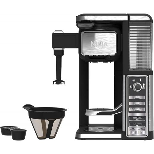 닌자 Ninja Single-Serve, Pod-Free Coffee Maker Bar with Hot and Iced Coffee, Auto-iQ, Built-In Milk Frother, 5 Brew Styles, and Water Reservoir (CF111)