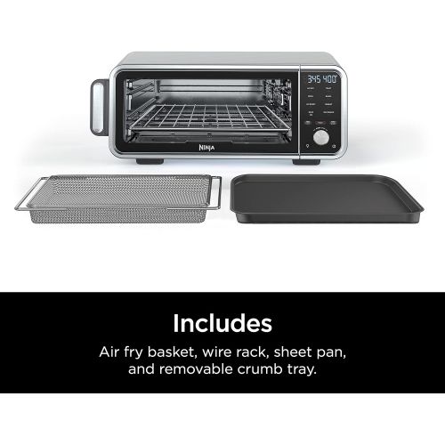 닌자 Ninja SP201 Digital Air Fry Pro Countertop 8-in-1 Oven with Extended Height, XL Capacity, Flip Up & Away Capability for Storage Space, with Air Fry Basket, Wire Rack & Crumb Tray,