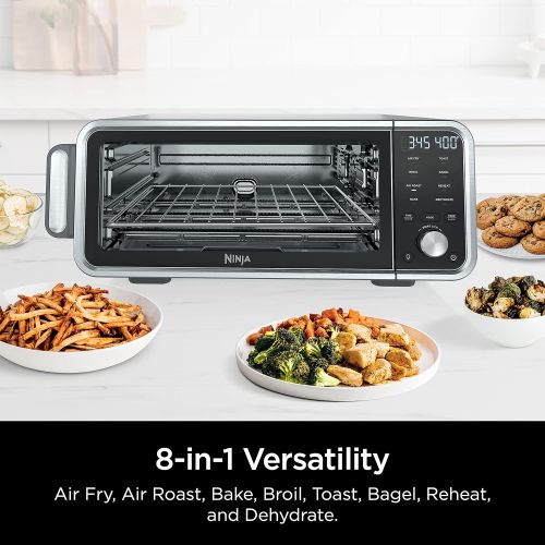 닌자 Ninja SP201 Digital Air Fry Pro Countertop 8-in-1 Oven with Extended Height, XL Capacity, Flip Up & Away Capability for Storage Space, with Air Fry Basket, Wire Rack & Crumb Tray,