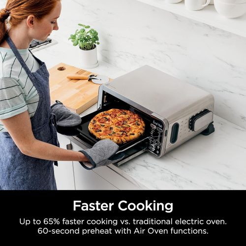 닌자 Ninja SP351 Foodi Smart 13-in-1 Dual Heat Air Fry Countertop Oven, Dehydrate, Reheat, Smart Thermometer, 1800-watts, Silver