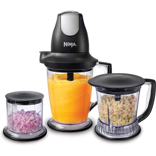 닌자 Ninja QB1004 Blender/Food Processor with 450-Watt Base, 48oz Pitcher, 16oz Chopper Bowl, and 40oz Processor Bowl for Shakes, Smoothies, and Meal Prep