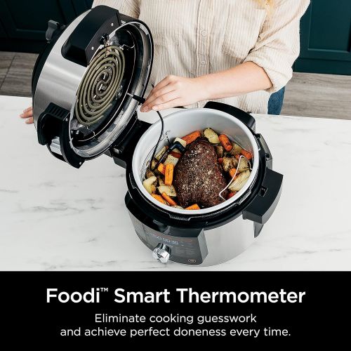 닌자 Ninja OL701 Foodi 14-in-1 SMART XL 8 Qt. Pressure Cooker Steam Fryer with SmartLid & Thermometer + Auto-Steam Release, that Air Fries, Proofs & More, 3-Layer Capacity, 5 Qt. Crisp