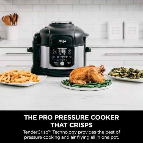 닌자 Ninja FD302 Foodi 11-in-1 Pro 6.5 qt. Pressure Cooker & Air Fryer that Steams, Slow Cooks, Sears, Sautes, Dehydrates & More, with 4.6 qt. Crisper Plate, Nesting Broil Rack & Recipe