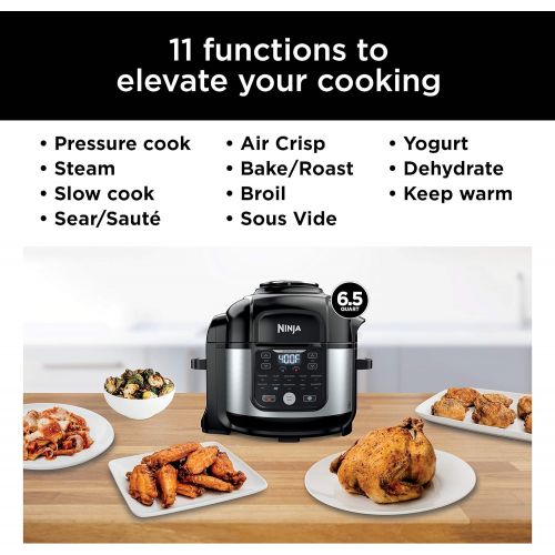 닌자 Ninja FD302 Foodi 11-in-1 Pro 6.5 qt. Pressure Cooker & Air Fryer that Steams, Slow Cooks, Sears, Sautes, Dehydrates & More, with 4.6 qt. Crisper Plate, Nesting Broil Rack & Recipe