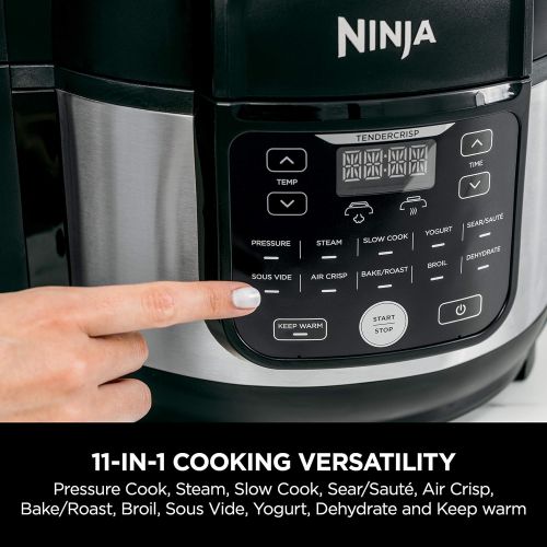 닌자 Ninja FD302 Foodi 11-in-1 Pro 6.5 qt. Pressure Cooker & Air Fryer that Steams, Slow Cooks, Sears, Sautes, Dehydrates & More, with 4.6 qt. Crisper Plate, Nesting Broil Rack & Recipe