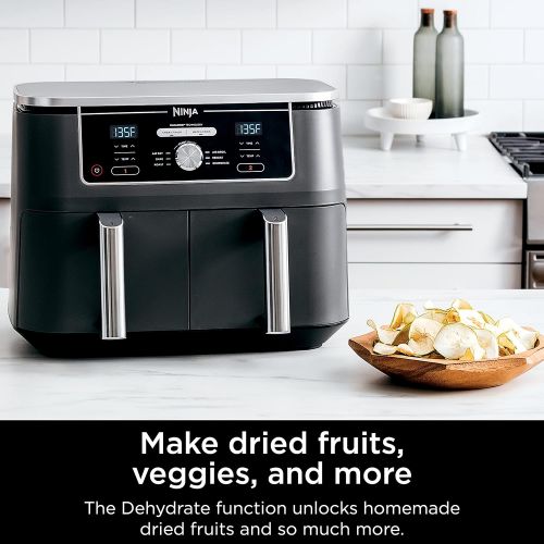 닌자 Ninja DZ401 Foodi 10 Quart 6-in-1 DualZone XL 2-Basket Air Fryer with 2 Independent Frying Baskets, Match Cook & Smart Finish to Roast, Broil, Dehydrate & More for Quick, Easy Fami