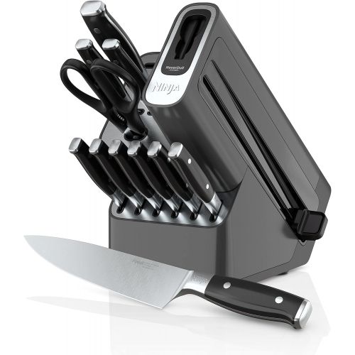 닌자 Ninja K32012 Foodi NeverDull Premium Knife System, 12 Piece Knife Block Set, Stainless Steel/Black